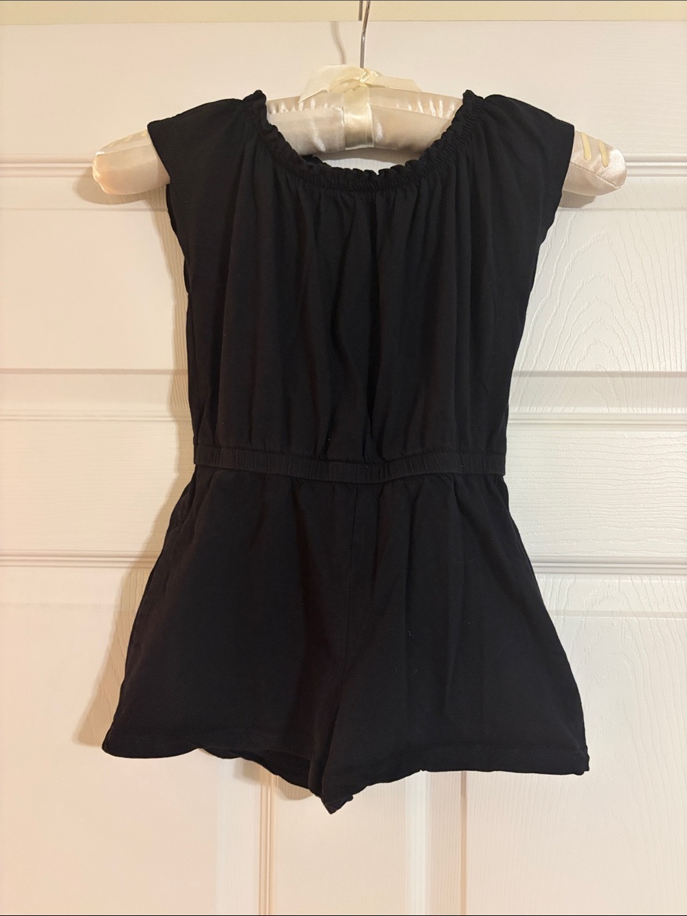 Old Navy Girls Black Woven Cotton Poplin Romper XS 5